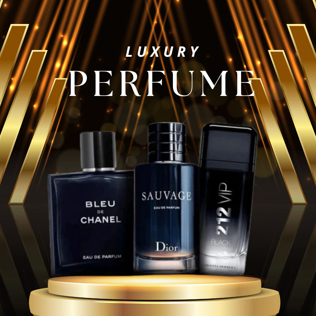 LUXE TRIO PARFUM MEN: BLEU CHANEL + 212 VIP MEN + SAUVAGE DIOR (60% DESCUENTO)